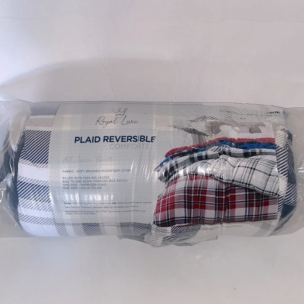 Royal Luxe Plaid Reversible Soft Brushed Microfiber Comforter Twin XL
